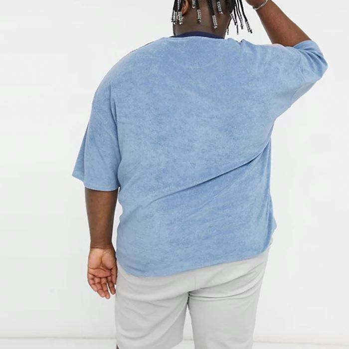 Magliette a sublimazione di vendita calda di nuovo arrivo Maglietta bianca oversize con spalla cadente da uomo a blocchi di colore taglie forti