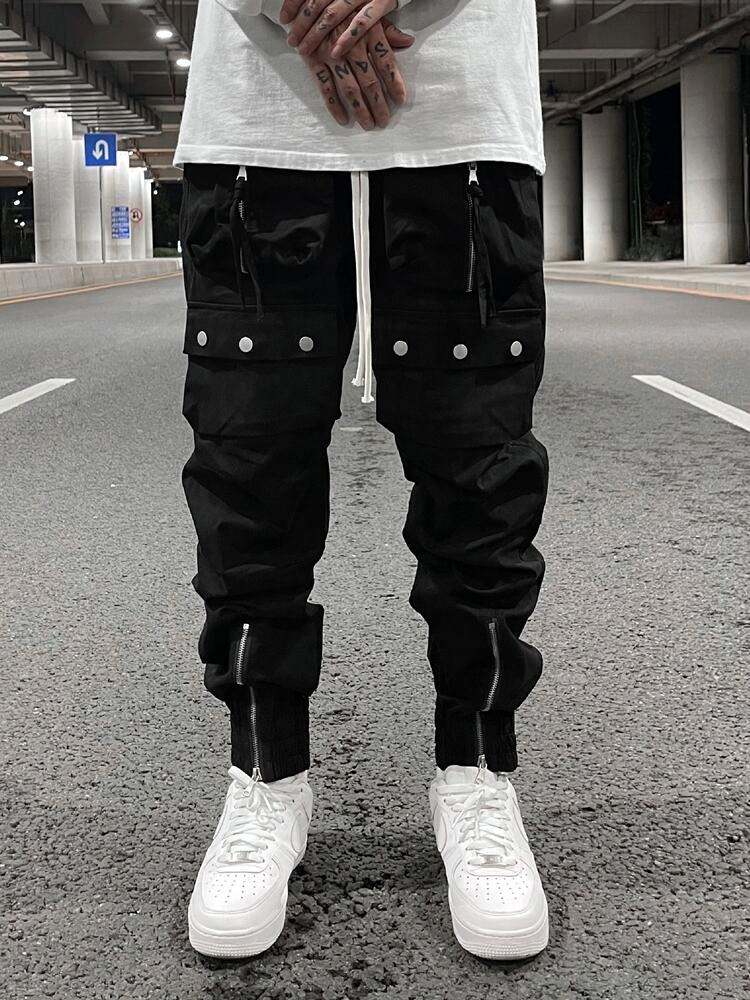 Pantalon de jogging coupe-vent coupe ample, fabricant OEM 2022 produits, pantalon de sport en Nylon avec poches multi-zip, pantalon Cargo