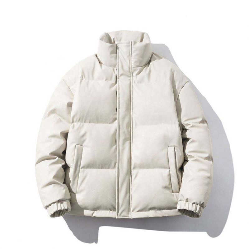 Персонализирано мъжко палто с памучна подплата на OEM производител, едноцветно ежедневно яке с матова изкуствена кожа