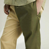 Pantalon en serg&eacute; de coton personnalis&eacute;, fabricant OEM, bloc de couleur, pantalon &agrave; contraste bicolore