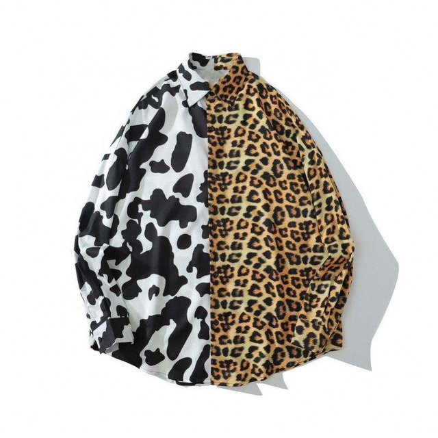 OEM-producent Brugerdefinerede herreskjorter Vintage ko leopardtryk matchende skjorte l&oslash;s skjorte