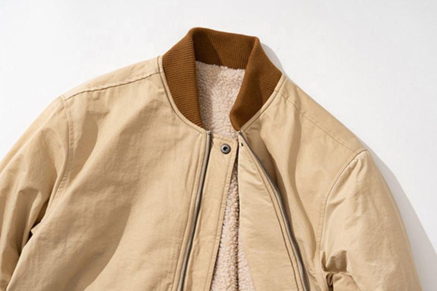 OEM-tillverkare Anpassad m&auml;ns stativkrage Casual lammdun baseballjacka