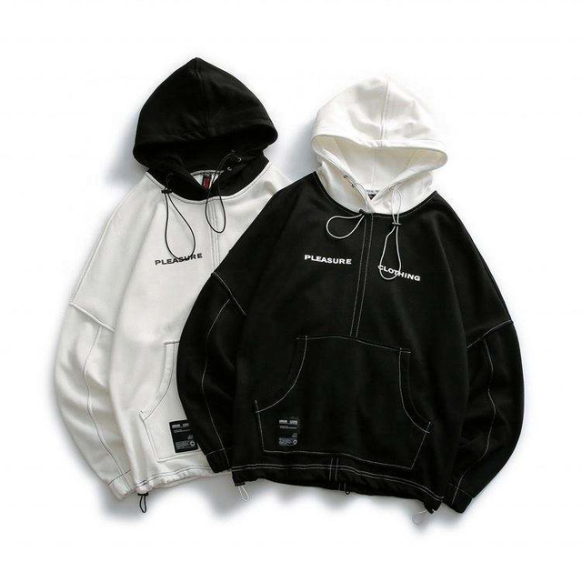 Fabricante OEM personalizado serigrafia preto e branco meia cor com capuz Pima algod&atilde;o manga comprida casacos masculinos