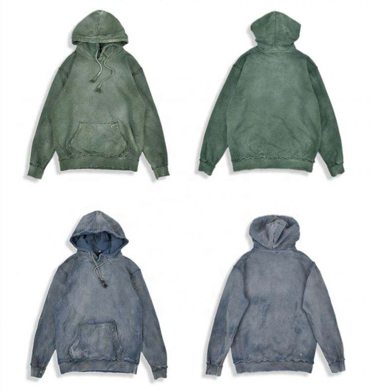 OEM-Hersteller, hochwertiger, kundenspezifischer Street Wear Stock Drop Color Dye Vintage Distressed Washed Hoodie