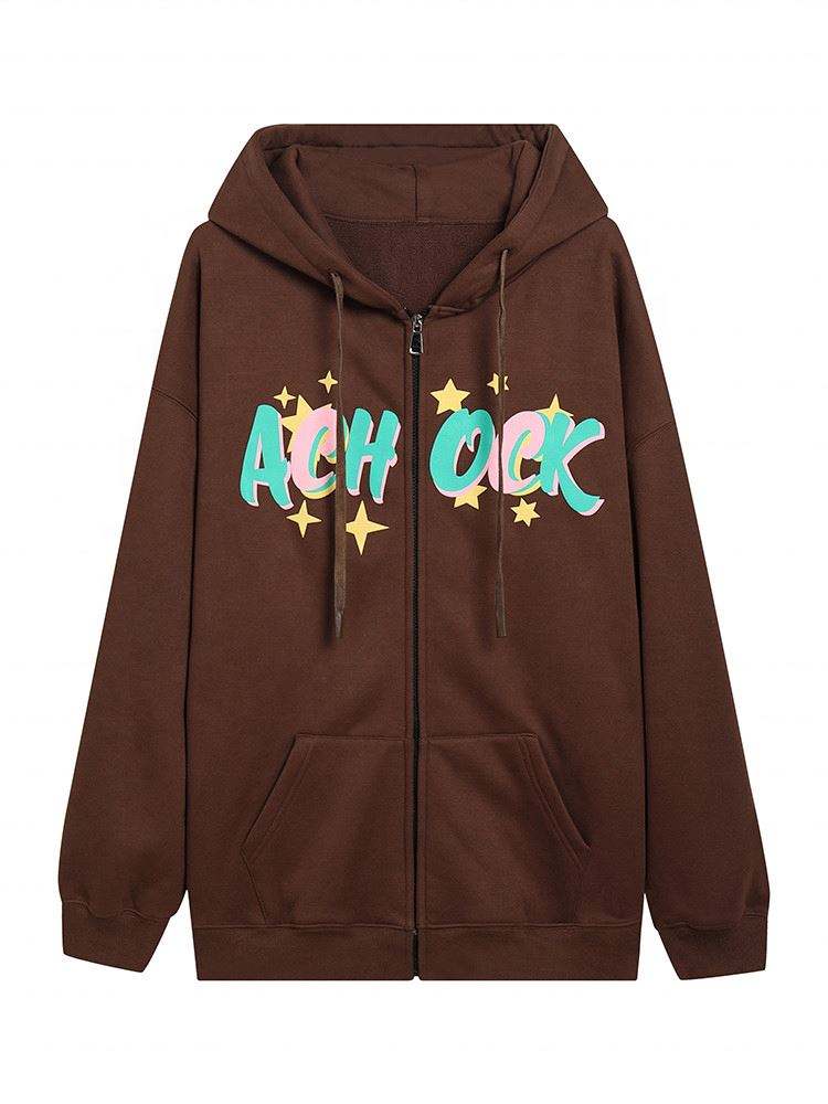 Produttore OEM Commercio all'ingrosso di alta qualit&agrave; Zip Up Uomo Moda Puff Stampa Felpe con cappuccio Logo personalizzato stampato Felpe con cappuccio sfuse con coulisse