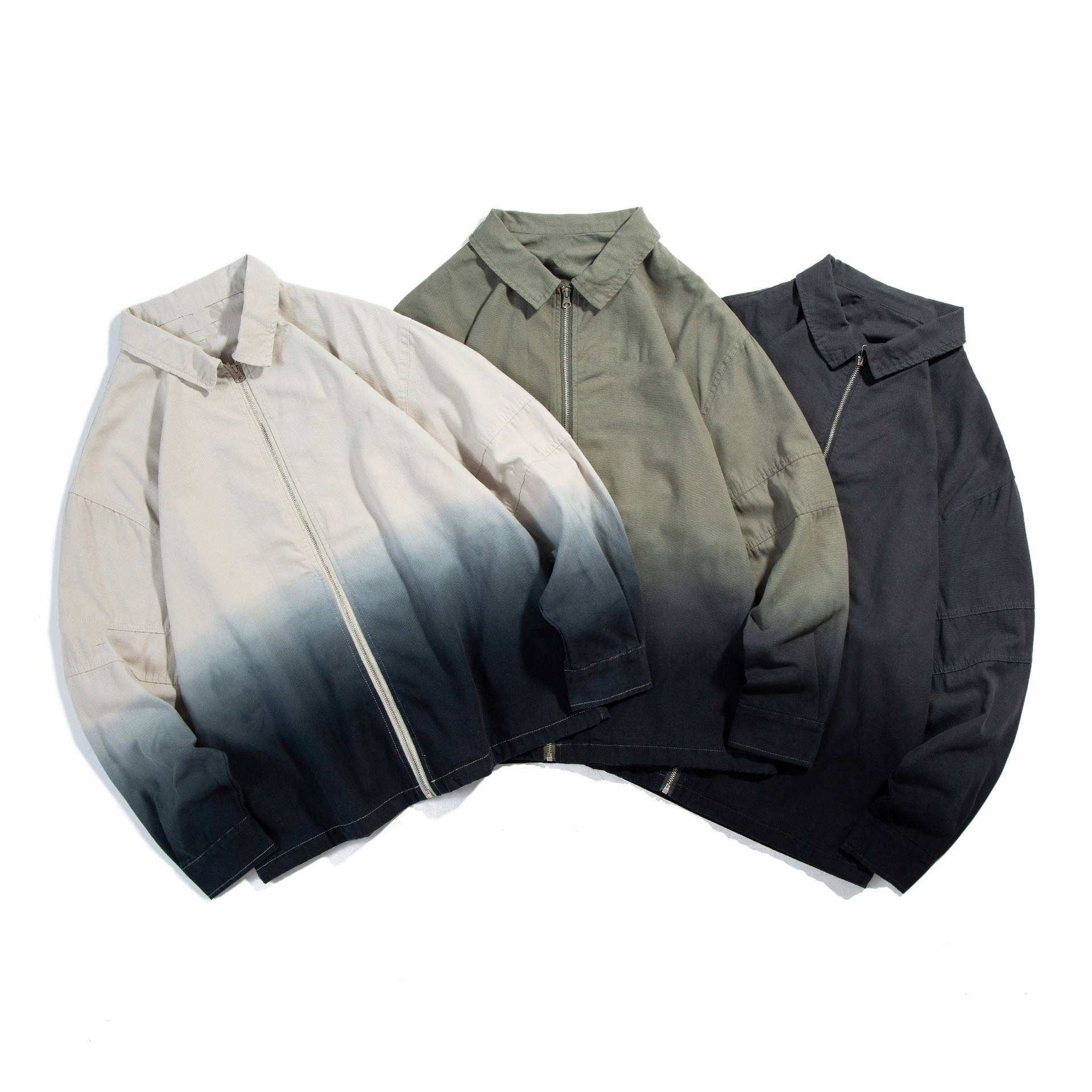 Oem 제조 업체 맞춤 의류 남성 남성 복고풍 팝 그라데이션 인쇄 옷깃 캐주얼 루즈 자켓