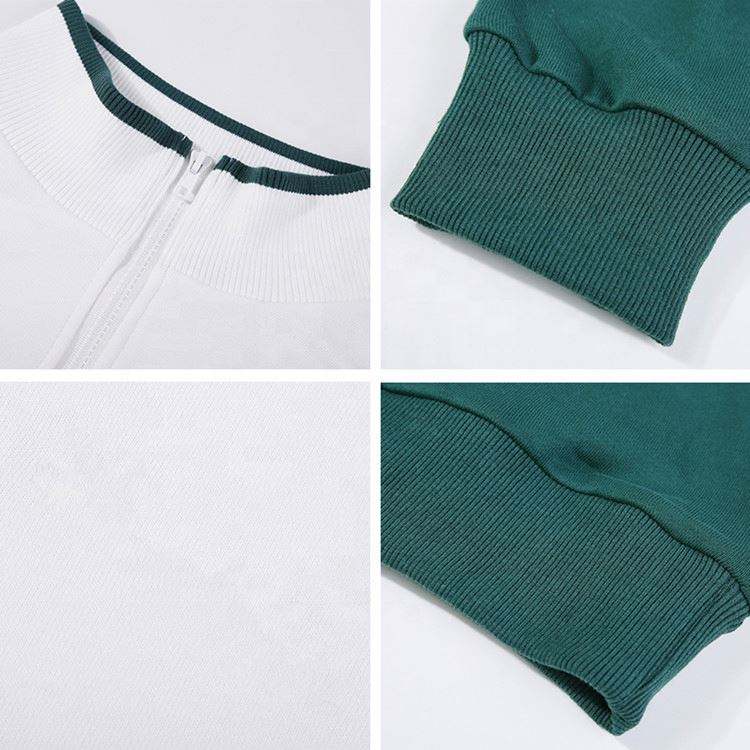 Fabricante OEM 2022 Gola de Algod&atilde;o Meio Zip Moletons Color Block Moda Pul&ocirc;ver Hip Hop Moletons Masculinos
