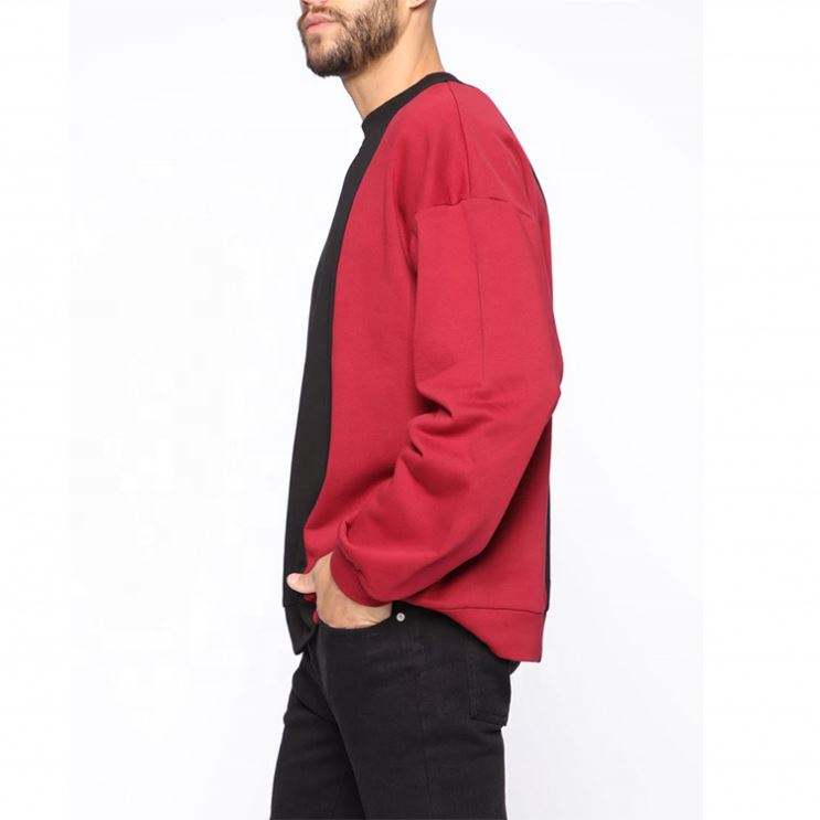 OEM-producent Custom Cute Streetwear Crewneck overdimensionerede splejsningsfarveblok sweatshirts