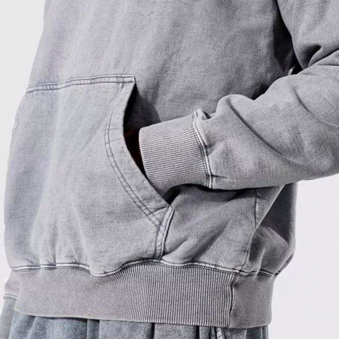 Sweat &agrave; capuche &eacute;pais 100% coton pour hommes, Service de fabricant OEM, Streetwear personnalis&eacute;, surdimensionn&eacute;, lav&eacute;, Vintage