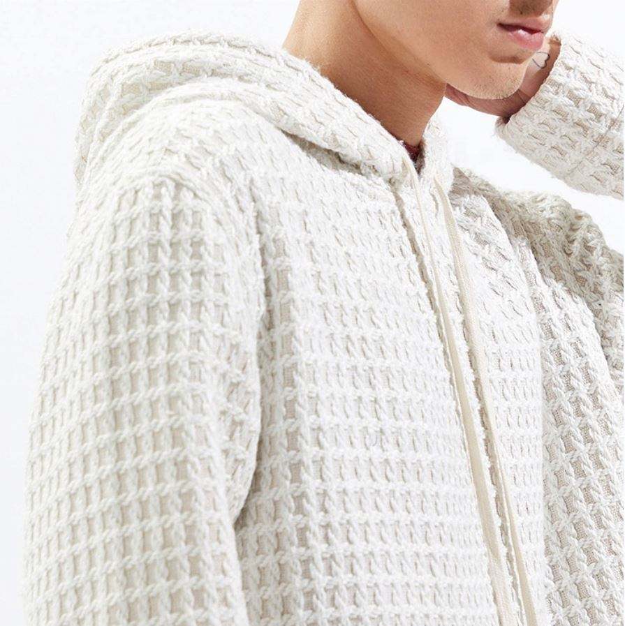 OEM-Hersteller, kundenspezifischer Herren-Hoodie mit Waffelstoff, Unisex, lockere Passform, tief angesetzte Schulter, Waffel-Hoodie