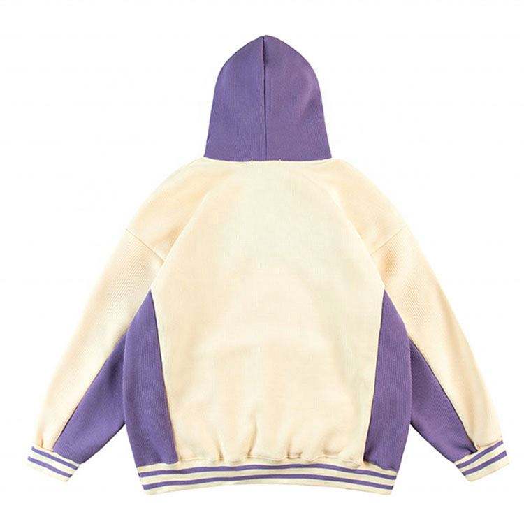 OEM-Hersteller Hochwertige, individuelle 3D-Stickerei-Logo-Mode-Patchwork-Pullover, zweifarbige Herren-Hoodies