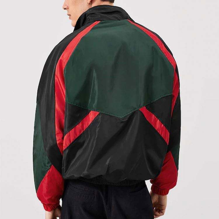 OEM-Hersteller mit individuellem Logo, Patchwork-Windjacke mit langen &Auml;rmeln und elastischen B&uuml;ndchen und Rei&szlig;verschluss