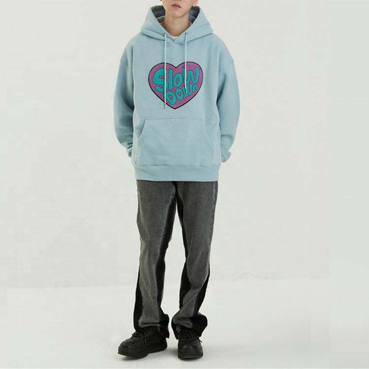 Pengeluar OEM Mens Berkualiti Tinggi Chenille Bordir Patches Hoodies Custom Loose Fit Fesyen Hoodies Untuk Lelaki