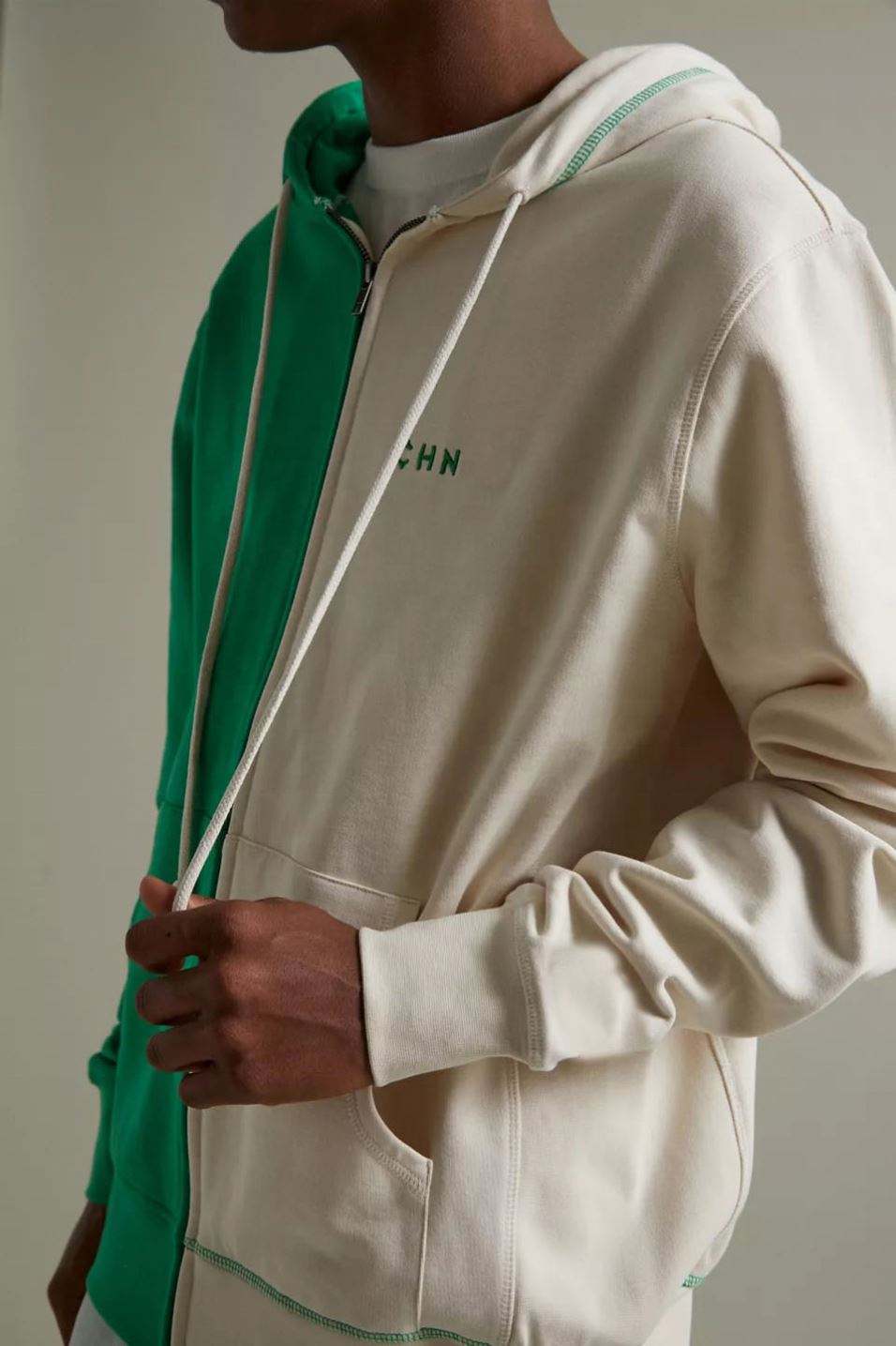 Pullover felpa con cappuccio con zip intera con cappuccio e grafica personalizzata da uomo in cotone 100% bicolore bicolore dal produttore OEM