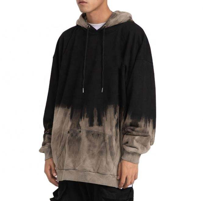 Fabricante OEM personalizado tingido de gravata casual moletom personalizado com capuz de grandes dimens&otilde;es