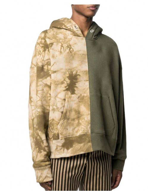 Fabricante OEM, sudadera con capucha de gran tama&ntilde;o para hombre personalizada con hombros ca&iacute;dos, sin cordones, con bloques de color, estampado Tie Dye, sudaderas con capucha de dos tonos