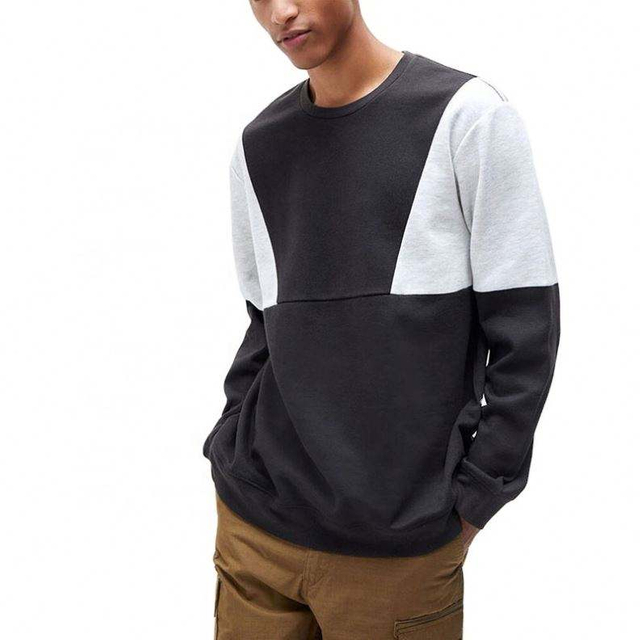 OEM-Hersteller, kundenspezifisches Herren-Sweatshirt mit Farbblock, Rundhalsausschnitt, Doppeln&auml;hten, Kontrastfarbe, &uuml;bergro&szlig;es Sweatshirt