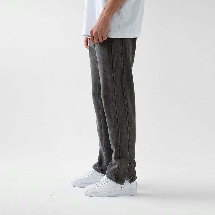 ผู้ผลิต Custom Vintage Washed Black Mens Cotton หนา Sweatpants