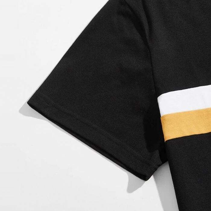 Conjunto de shorts de ver&atilde;o masculino manga curta listrada camiseta e shorts conjuntos de duas pe&ccedil;as