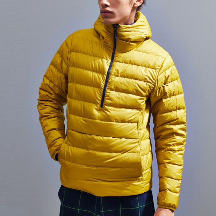 Vinterkl&auml;der f&ouml;r m&auml;n L&aring;ng vindjacka sidofickor Fuskp&auml;lshuva Slim Fit Zip-Up Pufferjacka
