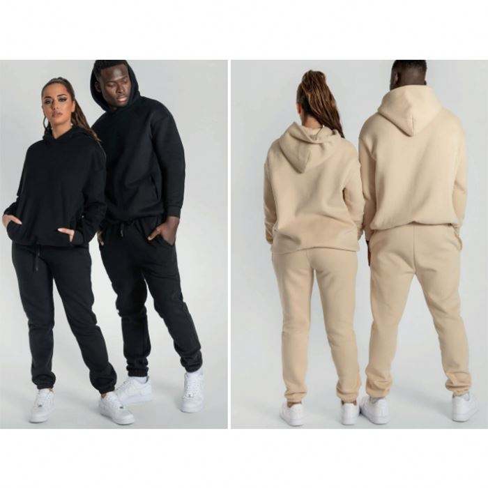 Oem Manufacturers Custom Mens Unbranded Tracksuit Solidus Color Duo Piece Hoodie Jogger Set Unisex Tracksuit Set
