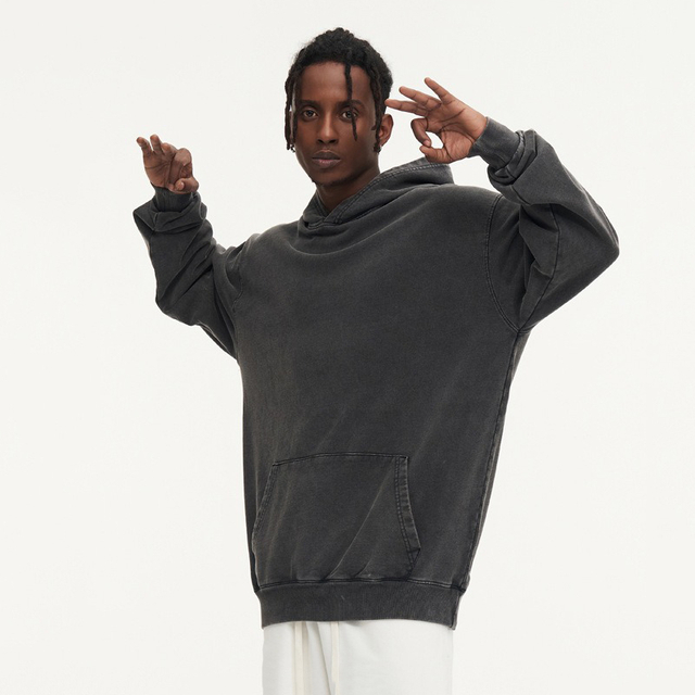 360 g/m&sup2; pull blanc vintage lavage &agrave; l'acide unisexe streetwear poids lourd sweat &agrave; capuche personnalis&eacute; pour hommes
