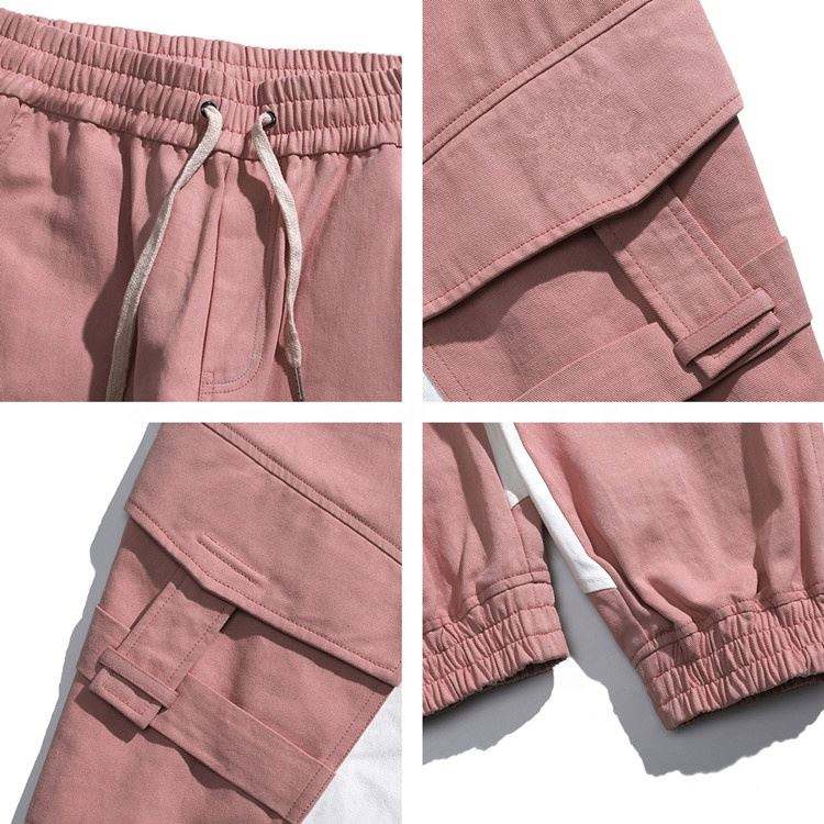 Proizvajalec originalne opreme za prosti čas, moške športne hlače iz bombaža s praznimi barvnimi bloki dobre kakovosti, široke, zožene, s stranskimi žepi