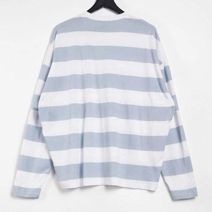 남성용 도매 고품질 프리미엄 코튼 남성 T 셔츠 드롭 어깨 스트라이프 풀 슬리브 T 셔츠