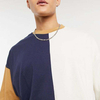 Bulk Salg h&oslash;jkvalitets T-shirts Custom Color Block Kort&aelig;rmet M&aelig;nd Drop Shoulder T-shirt