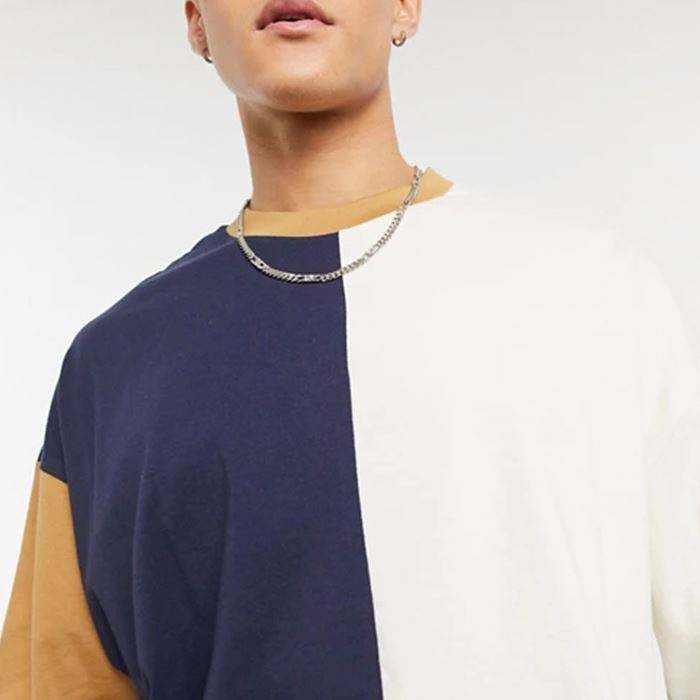 Bulk Salg h&oslash;jkvalitets T-shirts Custom Color Block Kort&aelig;rmet M&aelig;nd Drop Shoulder T-shirt