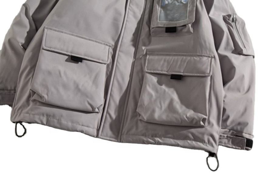 OEM Tillverkare Grossist Plus Storlekar Tredimensionell Patch Pocket Stand-Up Krage Popul&auml;r Cotton Coat Dunjacka