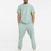 Set Baju Olahraga Lelaki Polos Gaya Musim Panas Set Baju T & Jogger Dua Helai