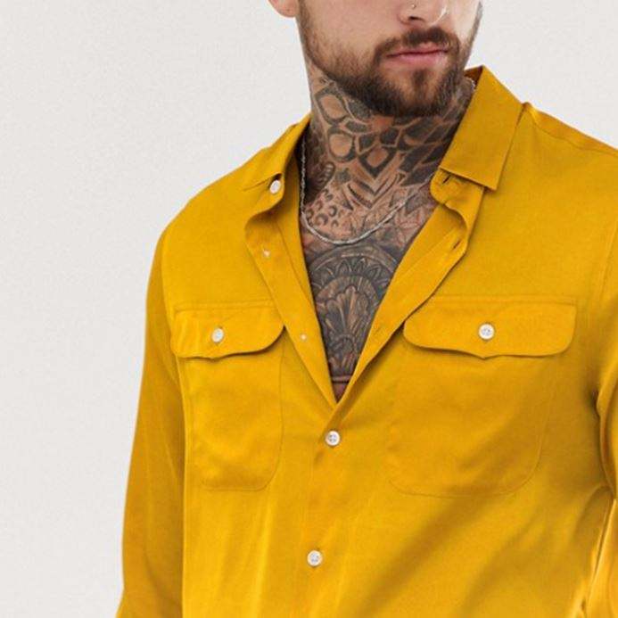 Camicia a maniche lunghe da uomo in raso tinta unita di alta qualit&agrave; del produttore OEM