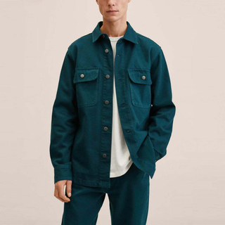 OEM メーカーの高品質マンカスタムロゴコットン長袖ボタンアップデニムシャツ