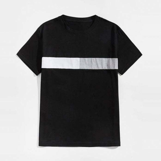 Masseudsalg H&oslash;jkvalitets T-shirt Kontrastpanel Kort&aelig;rmede Blank T-shirts med rund hals til m&aelig;nd