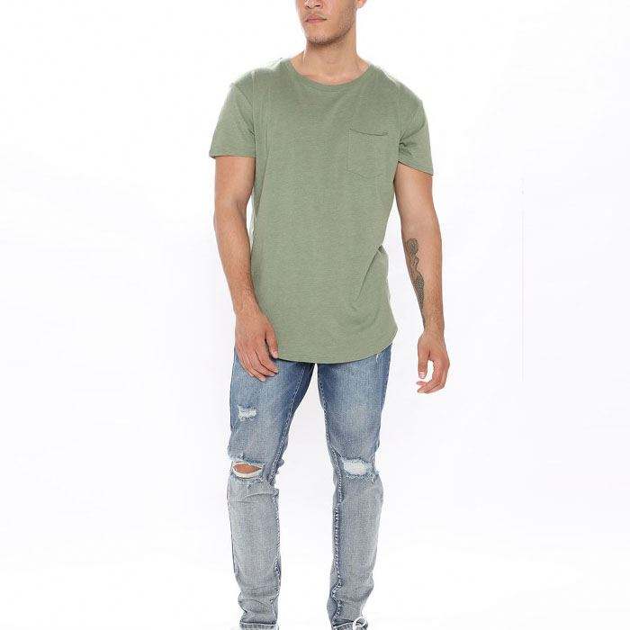 Producenter Engros Tshirts Kort&aelig;rmet rundhals M&aelig;nd Almindeligt buet Hem Tshirt