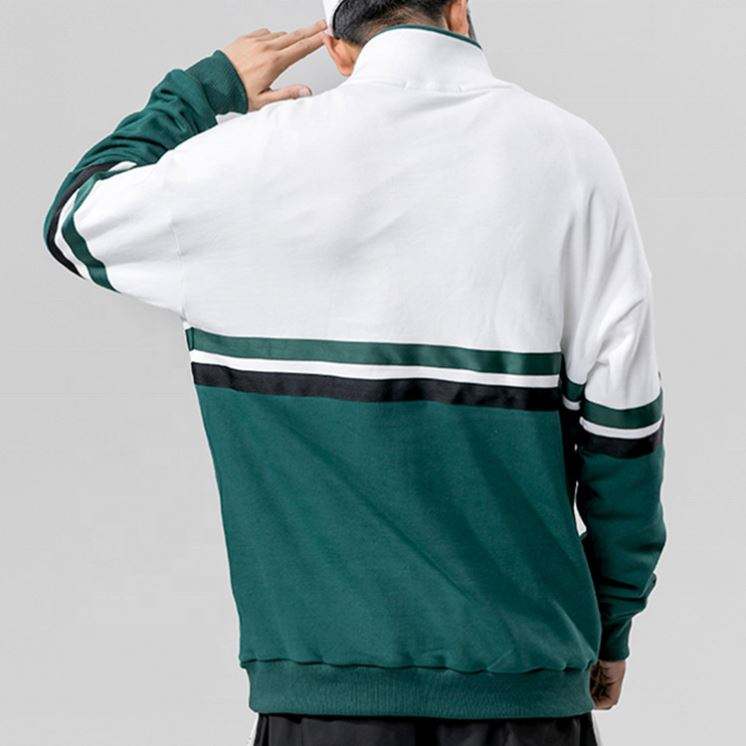 Fabricante OEM 2022 Gola de Algod&atilde;o Meio Zip Moletons Color Block Moda Pul&ocirc;ver Hip Hop Moletons Masculinos