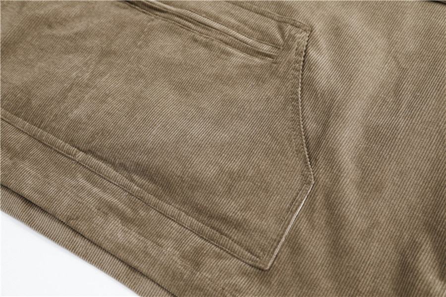 Felpa con cappuccio in velluto a coste allentata con cappuccio con tasca con cerniera e pullover da uomo personalizzato del produttore OEM
