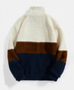 OEM-Hersteller ma&szlig;geschneiderte Farbblock-Mantel f&uuml;r Herren, l&auml;ssige Polyester-Jacke mit langen &Auml;rmeln und &Uuml;bergr&ouml;&szlig;e