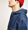 OEM-produsent tilpasset 100 % bomull for menn Halv glidel&aring;s Oversized Patchwork Denim Pullover hettegenser
