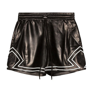 El negro elegante del dise&ntilde;o del fabricante del OEM se puede modificar para requisitos particulares los pantalones cortos de cuero de la PU del logotipo de encargo de los hombres