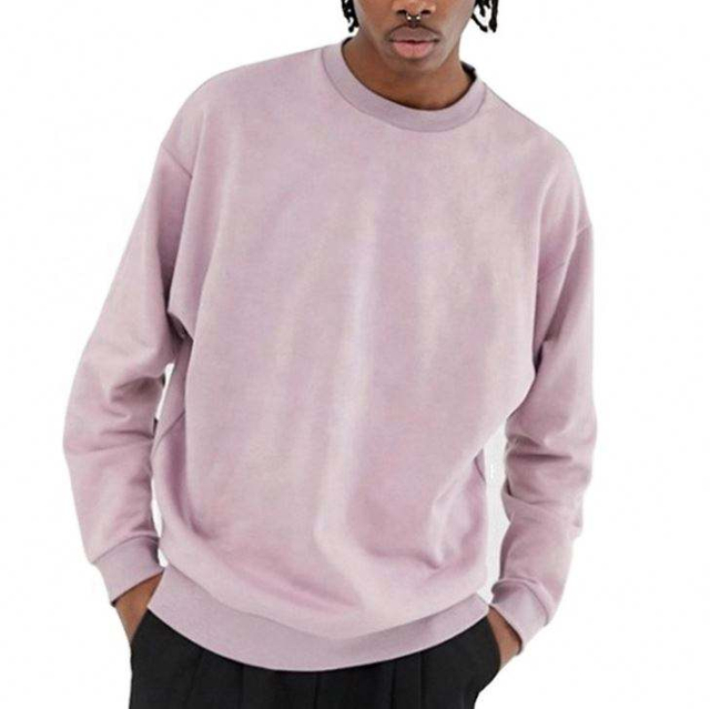 Fabricante OEM Personalizado Nova Moda Em Branco Vintage Lavado S&oacute;lido Cor Rosa Gota Ombro Crewneck Moletons Pul&ocirc;ver Para Homens