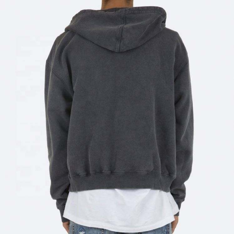 El vintage de gran tama&ntilde;o del pa&ntilde;o grueso y suave de encargo del algod&oacute;n del fabricante del OEM lav&oacute; el jersey con capucha con cremallera para los hombres