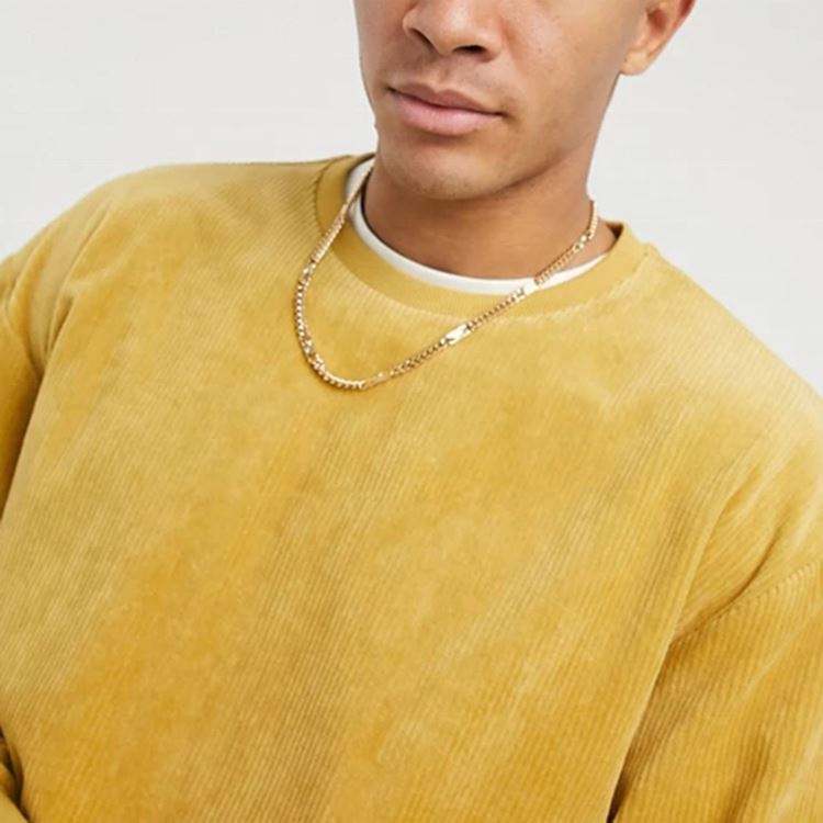 Kot Lelaki Pullover Leher Krew Pengilang OEM Tersuai Kosong Korduroi Kosong Kot