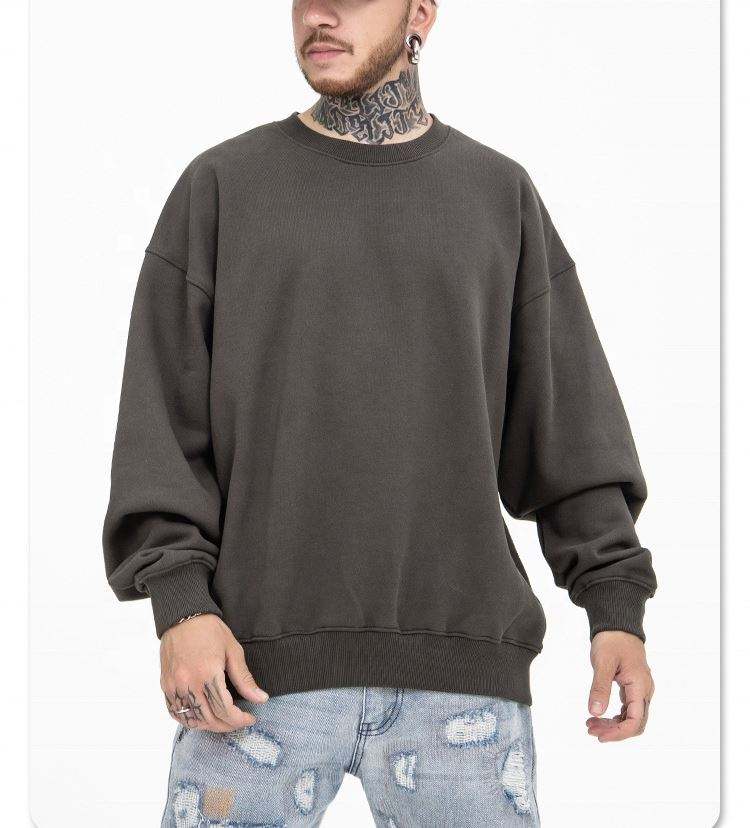 OEM Κατασκευαστής Fashion Drop Shoulder Λευκό Φούτερ Βαμβακερό απλό κέντημα με φούτερ με κουκούλα Κενό μαύρο πουλόβερ