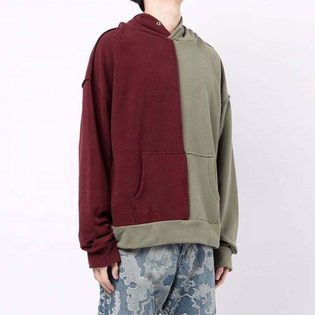 OEM ထုတ်လုပ်သူ စိတ်ကြိုက် အရည်အသွေးမြင့် Mens Two Tone Contrast Colour Oversized Hoodies Pullover