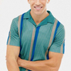 เสื้อโปโลแขนสั้นผู้ชาย Revere Polo Collar Longline แบบกำหนดเองพร้อมแถบแนวตั้ง