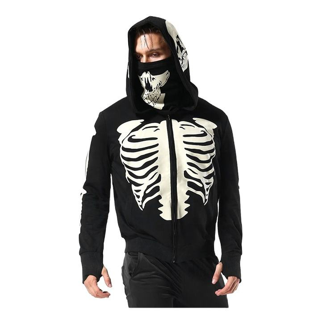 El negro de encargo de la impresi&oacute;n del logotipo rel&aacute;mpago para arriba la sudadera con capucha enmascarada de la cara para la sudadera con capucha de los hombres con la sudadera con capucha enmascarada de Cosplay