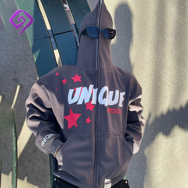 ผู้ผลิตขายส่ง OEM Unisex โลโก้ที่กำหนดเองซิป Zipup เปล่าสตรีทพัฟพิมพ์ Sublimated ผู้ชายเต็มหน้า Zip Up Hoodies
