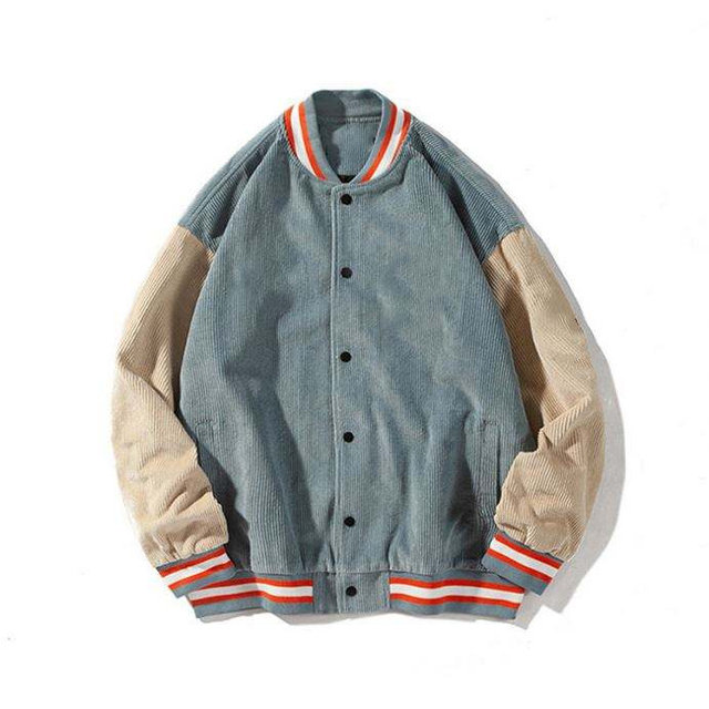 Hersteller Custom Fashion Streetwear Baseballjacke, Knopfleiste vorne, dicke Winter-Bomberjacke aus Cord